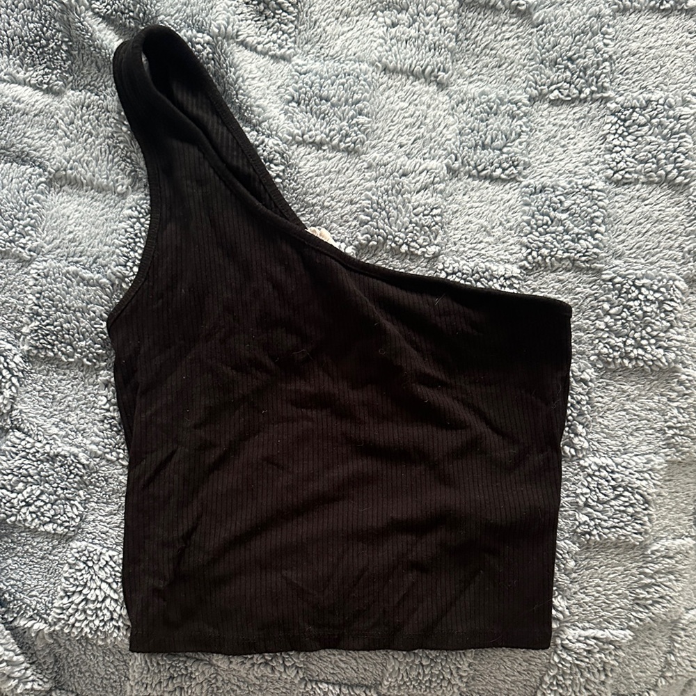 Garage Black One-Shoulder Crop Top